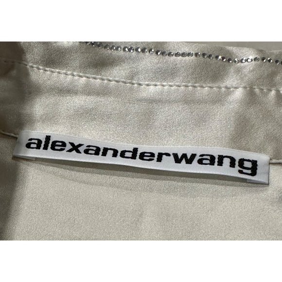 SOLD OUT ALEXANDER WANG Crystal Hotfix Shirt in Bone 0 New Womens Button Down - Picture 10 of 16
